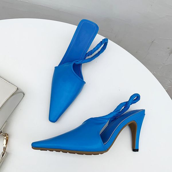 

2021 star style brand vintage weave women pumps sandals fashion summer slingbacks soft leather thin high heels office lady shoes k78, Black