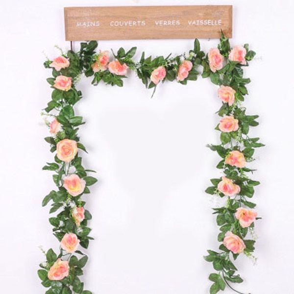 

decorative flowers & wreaths 2.2m silk artificial roses vine fake rattan decoration for wedding garden hanging garland wall