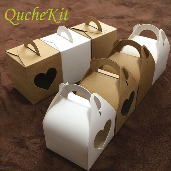 

kraft paper gift packaging box cake packing with handle wedding party boxes transparent pvc windows carry wrap