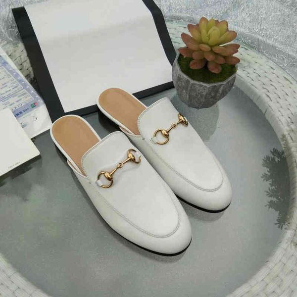 

flat mules wholesale with baotou leather slippers pedicure horsebit half shoes blue beans brand are all-match single female, Black