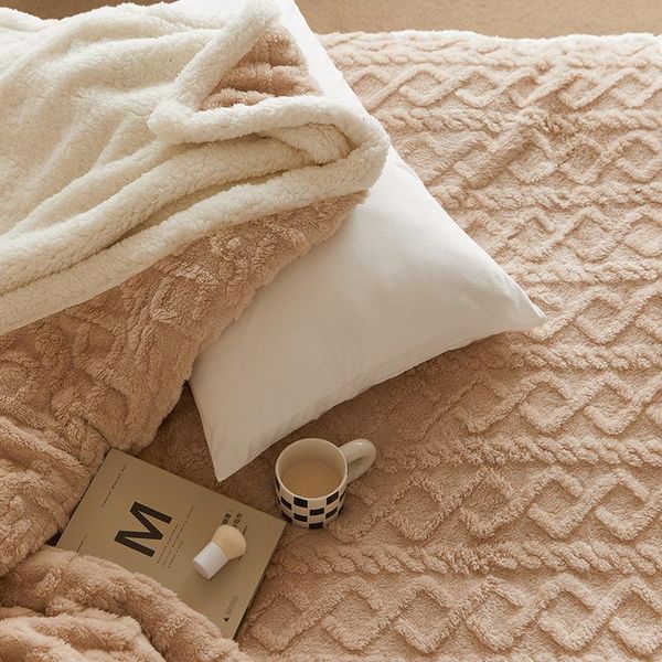 

blankets soft lamb wool blanket winter bed sheet office leisure nap sofa throw double layer warm cashmere coral bedding