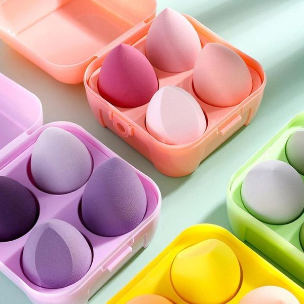 

sponges, applicators & cotton 4pcs/set makeup sponge blender cosmetic puff with storage box foundation egg beauty tools for women make up ac