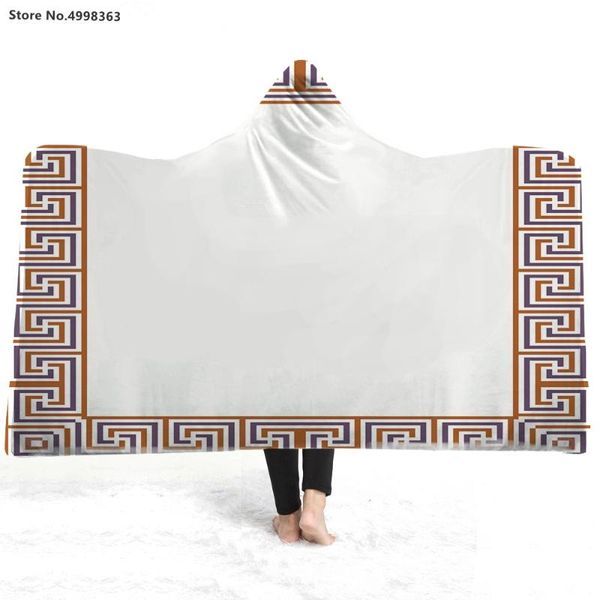 

blankets geometric blanket 3d hooded plush throw kids wearable retro custom size sherpa fleece sofa bed