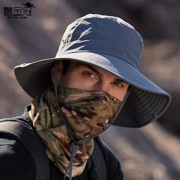 

wide brim hats travelers ourtdoors on foot fisherman hat man camping men plus size bucket sun cap 60cm caps, Blue;gray