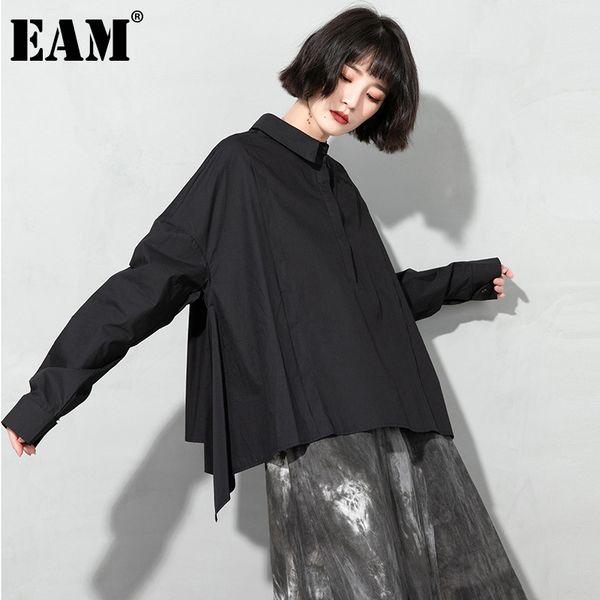 

[eam] women black asymmetrical big size blouse lapel long sleeve loose shirt fashion spring autumn 1dd6970 21512, White