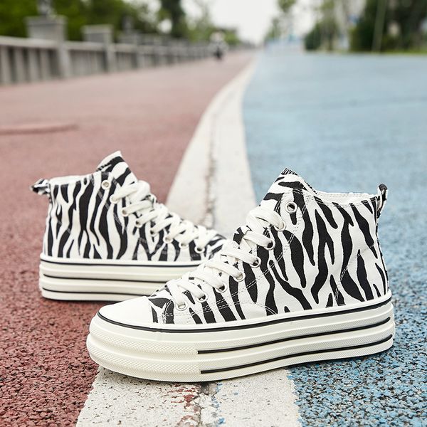 

zebra printed canvas platform shoes women leopard sneakers classic casual vulcanized sneakers woman high women espadrilles