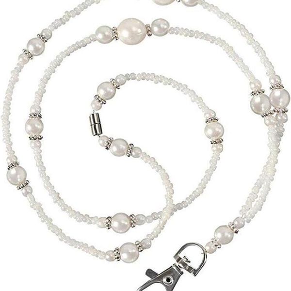 

sunglasses frames 2021 white pearl chain women for chic eyeglasses reading glasses cord holder, Silver