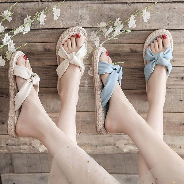 

slippers women summer slides female shoes lady low butterfly-knot fashion 2021 girl flat luxury rubber pu basic, Black