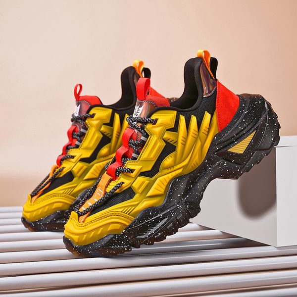 

2021 new trend mens sneakers designer shoes fashion yellow hip-hop platform man shoes casual fluorescence chunky sneakers men