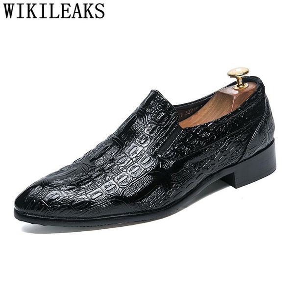 

dress shoes crocodile men oxford coiffeur formal elegant italian brand classic sepatu slip on pria ayakkabi, Black