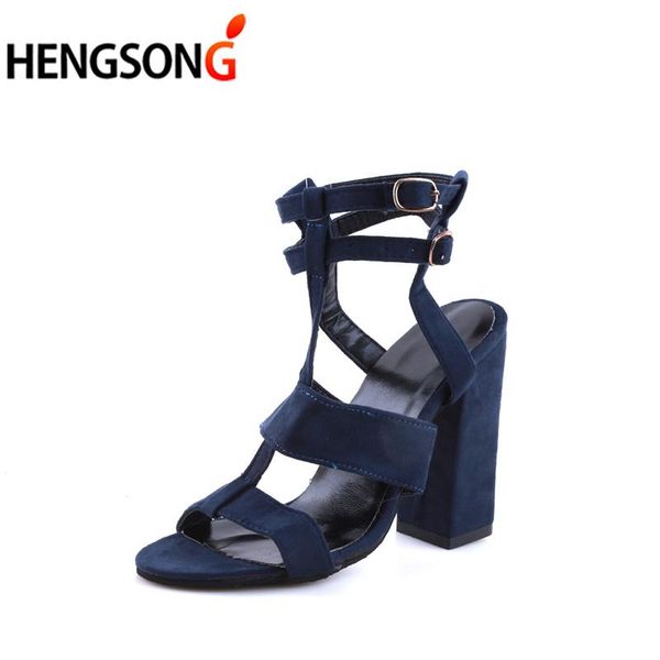 

parkside wind suede leather girl's sandals navy heel party high heels buckle shoes women ankle strap, Black