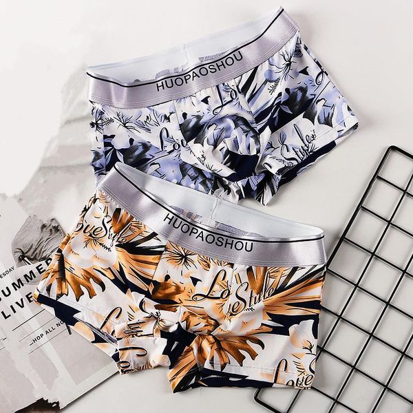 

underpants cotton man boyshorts underwear printed tomboy knickers panties mid-waisted breathable men boxer shorts soft, Black;white
