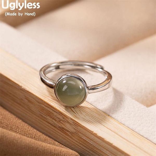 

cluster rings uglyless minimalism perfect round gemstone for women 10mm mini jade ring real 925 silver fashion dress jewelry gold bijoux, Golden;silver