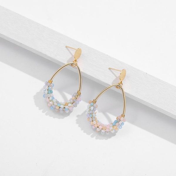 

hoop & huggie allme boho waterdrop colorful beads earrings for women gold color alloy geometric beaded earring summer beach jewelry, Golden;silver