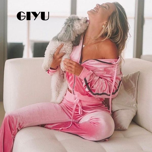 

two piece dress giyu patchwork side striped women hooded tracksuits velvet sweatshirt 2 set casual long pants overalls ensemble femme, White