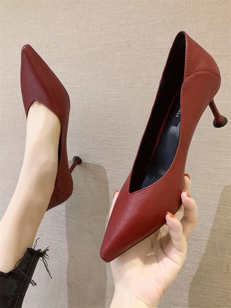 

dress shoes pointed simple commuter high heels spring and autumn fashion all-match shallow mouth ladies single, Black