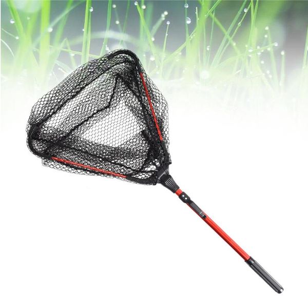

fishing accessories landing net foldable pole handle durable nylon safe extendable (