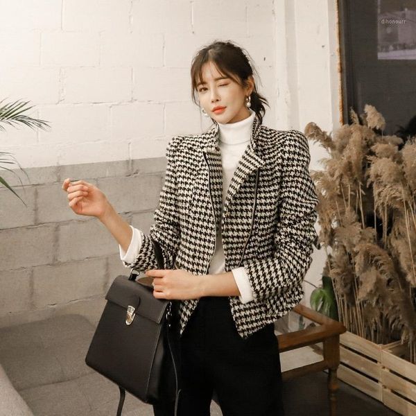 

women's jackets arrival comfortable fashion thick warm temperamental work style vintage elegant plaid wild jacket1 b4ok, Black;brown