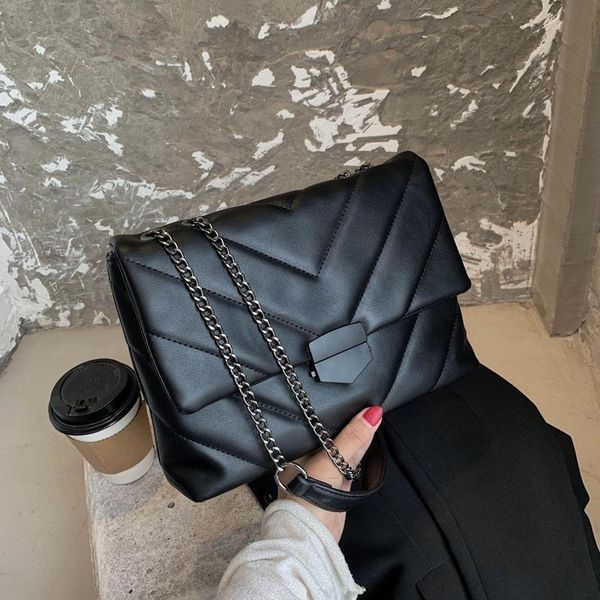 

casual chain crossbody bags for women fashion simple shoulder bag ladies designer handbags pu leather messenger 2021