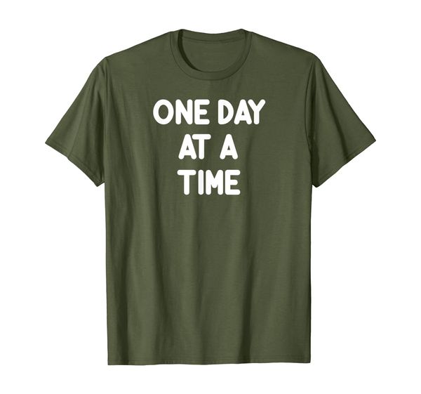 

inspirational one day at a time t-shirt motivational tee, White;black