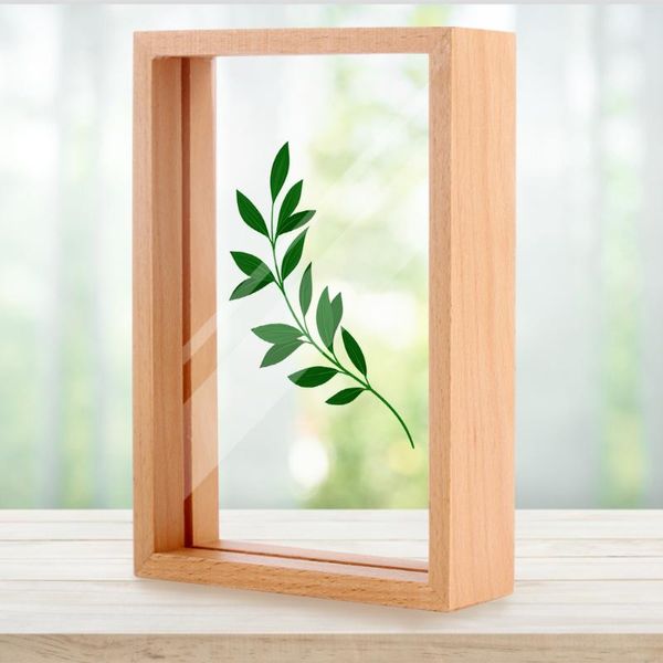 

health eye protection green leaf pattern style 6 inch frame art decoration deskdecorations durable wood transparent acrylic frames