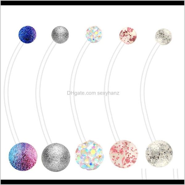 

& bell body jewelry drop delivery 2021 rings mix style pregnancy sport maternity flexible bioplast belly navel button ring retainer 14g 1 1/, Silver