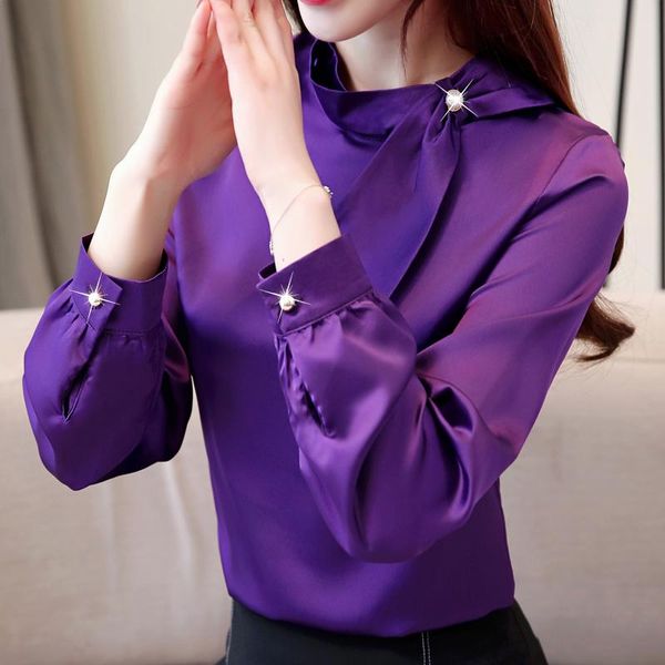 

women's blouses & shirts autumn spring womens and ladies long sleeve 2021 chiffon blouse work wear office lady blusas plus size, White