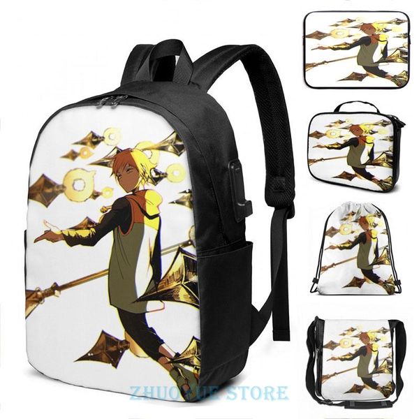 

backpack funny graphic print sloth king bear nanatsu usb charge men school bags women bag travel laptop