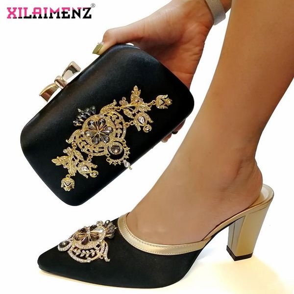 

dress shoes black autumn fashion ladies slipper and matching bag set african style high heel 9 cm for party large size 43