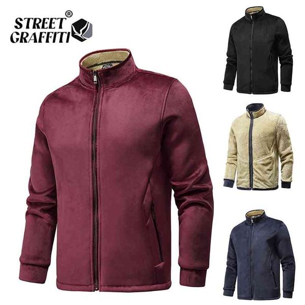 Autumn Men Jackets Casaco de lã quente Lambswool Venda Venda Vestes moda inverno casual tamanho solto 8xl jaqueta 210811