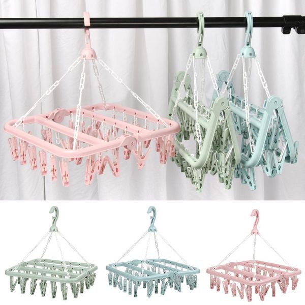 

hangers & racks 32 peg clothespin dryer washing line folding airer clothes underwear socks pants hanger laundry holder rack wardrobe organiz
