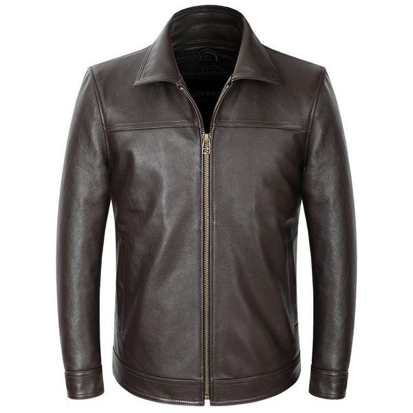

men's leather & faux spring 2022 autumn men cowhide coat genuine casual jacket vintage style man clothes a186, Black