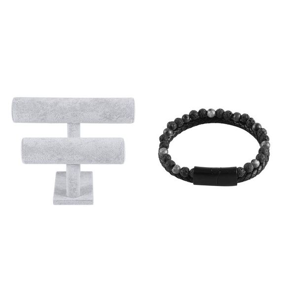 

jewelry pouches, bags display stand t-shape bracelet holder & trendy men braslet double layer leather braclet present for, Pink;blue