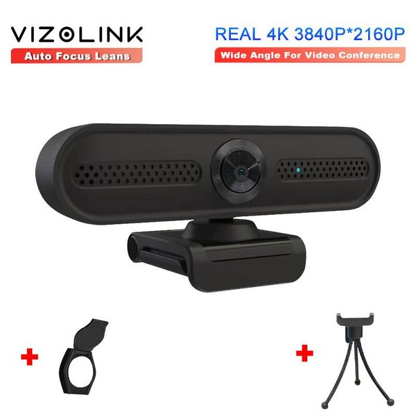 

webcams vizolink w8ds webcam real 4k uhd 3840*2160p 800w pixels wide angle camera with 2 microphones and tripod for video conference