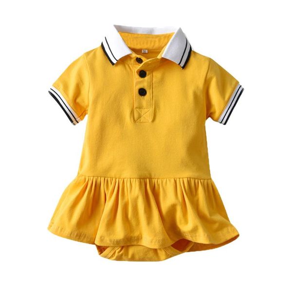 

girl's dresses fashion baby girl romper infant girls short sleeve gentleman solid striped bodysuit est dress, Red;yellow
