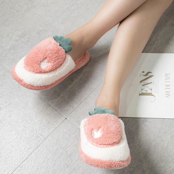 

slippers winter warm home women fur cute animals indoor cotton ladies soft, Black