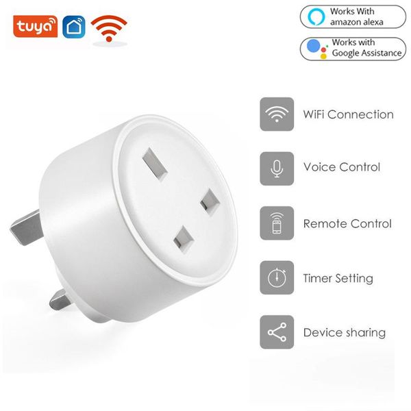 

smart power plugs tuya wifi plug uk adaptor wireless remote voice control monitor timer socket for google home alexa