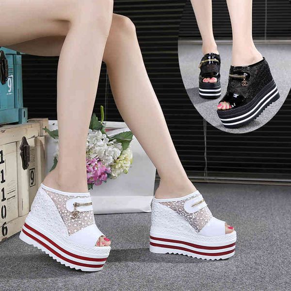 

sandals women slippers wedges slides new summer hollow casual student shoes woman outside ladies soft half x1oa, Black