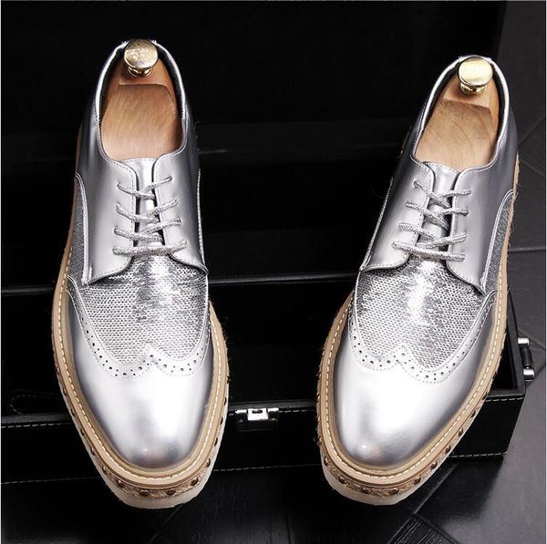 

dress shoes 2021 for men male formal patent leather brogues oxfords lace-up bullock business a, Black