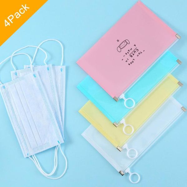 

storage bags 4pcs portable face masks organizer waterproof bag foldable cleaning moisture-proof mask box tools container