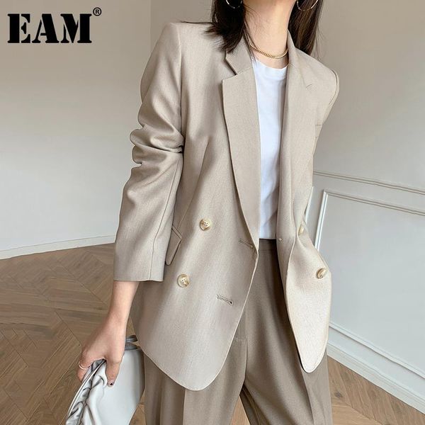 

women's suits & blazers [eam] women beige brief big size casual blazer lapel long sleeve loose fit jacket fashion tide spring autumn 20, White;black