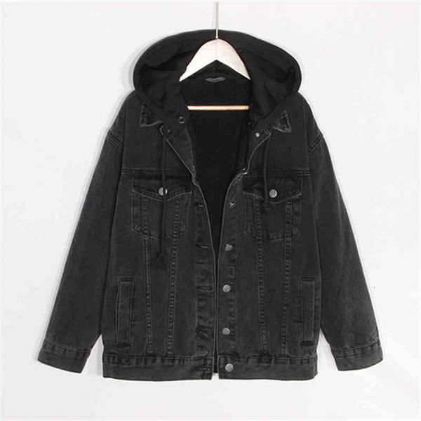 

women's jackets winter basic coat lambswool denim ladies oversize warm hooded jeans vintage outwear bomber 8gx4, Black;brown