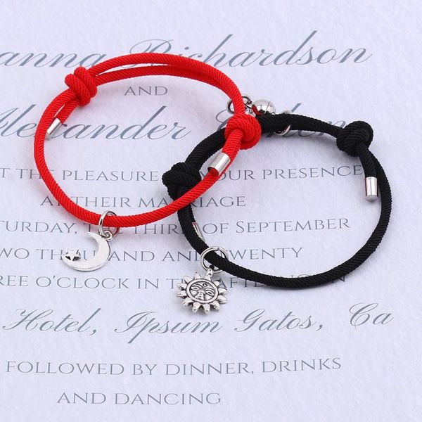 

charm bracelets couple bracelet magnet attract friendship hand strap jewelry women sun moon magnetic attraction lovers, Golden;silver