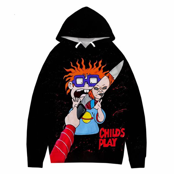 

men's hoodies & sweatshirts horror movie chucky 3d print hoodie harajuku streetwear cool men women autumn fashion casual pullover w3v8, Black