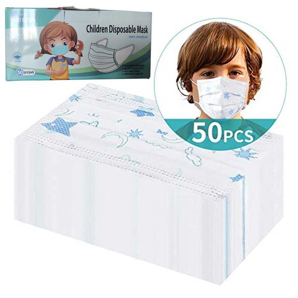 

50pcs children kids cartoon mask for outdoors protection face masks three-layer earloop face masks halloween cosplay masqu