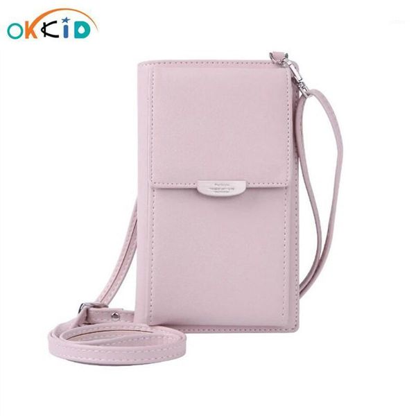 

crossbody mobile phone bag girls long leather wallet female purse id holder cell for women gift wallets1, Red;black