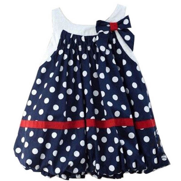

girl's dresses baby girls casual princess clothes children wear summer cotton dots cute bows 0-2y b4782, Red;yellow