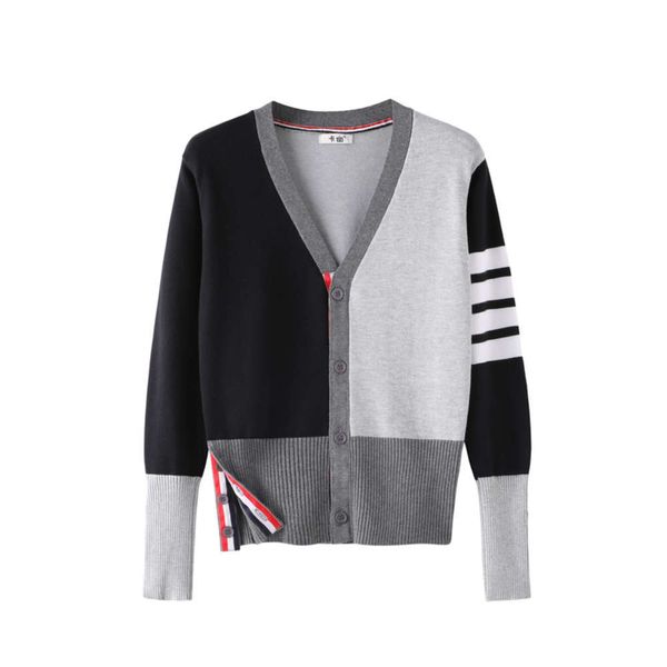 

women's sweaters autumn winter long sleeve v-neck cardigan men's and same color matching loose sweater bottom coat elon, White;black