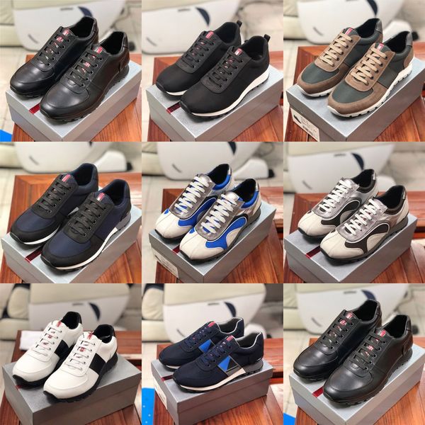 

2021 mens designer sneakers patent leather casual shoes vintage luxury men trainers lace up canvas flat shoe with box, Black