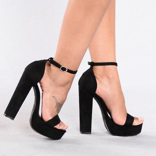

platform women sandals summer gladiator block high heels open toe ladies shoes black buckle strappy party